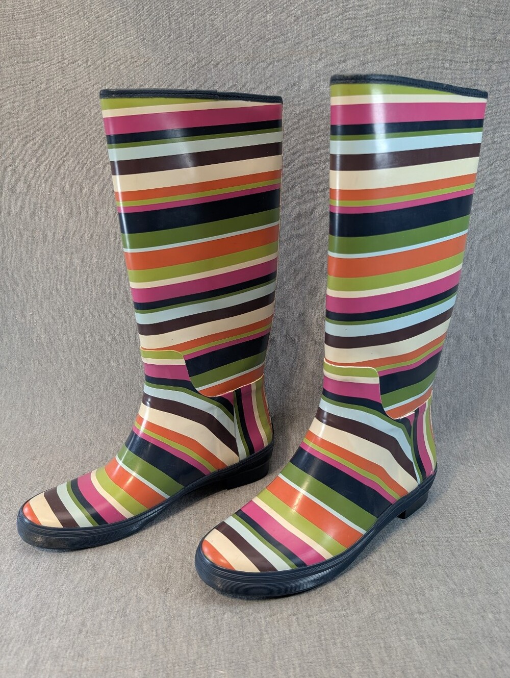 Coach Multicolor Striped Rain Boots